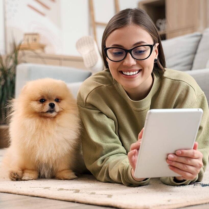 woman with her dog